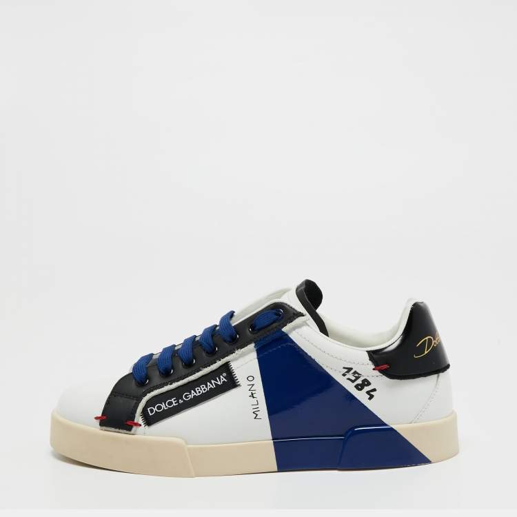 Pre Owned Dolce & Gabbana Multicolor Patent and Leather Portofino Lace Up Sneakers Size 41