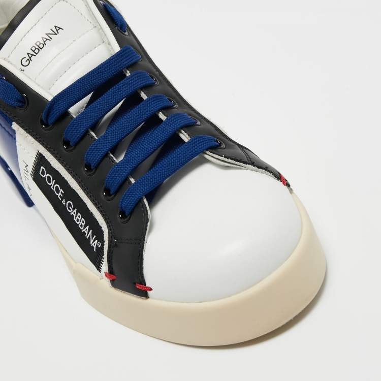 Pre Owned Dolce & Gabbana Multicolor Patent and Leather Portofino Lace Up Sneakers Size 41