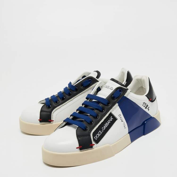 Pre Owned Dolce & Gabbana Multicolor Patent and Leather Portofino Lace Up Sneakers Size 41