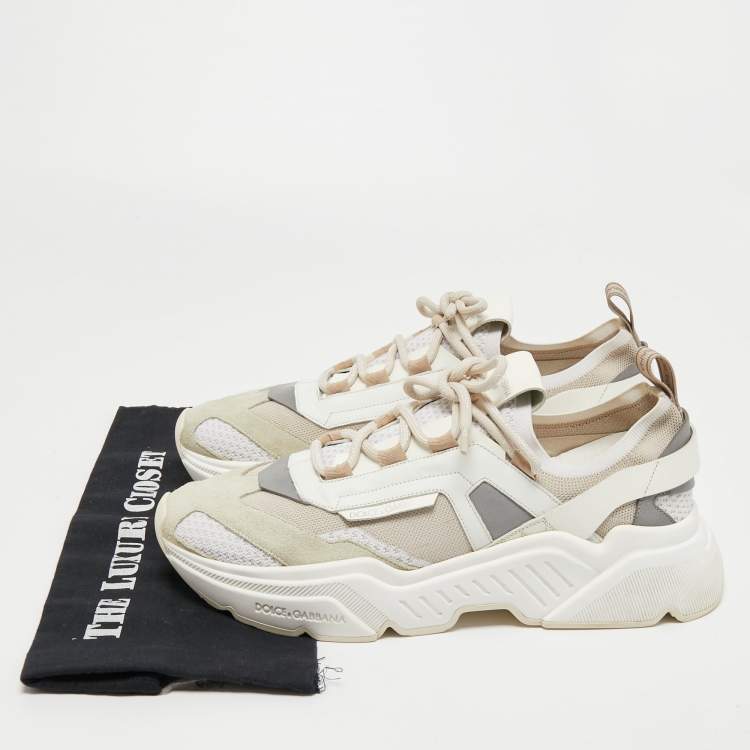 Pre Owned Dolce & Gabbana Multicolor Knit Fabric, Suede and Leather Daymaster Sneakers Size 45  
