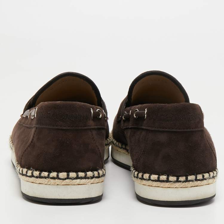 Pre Owned Dolce & Gabbana Brown Suede Slip On Loafers Size 45 