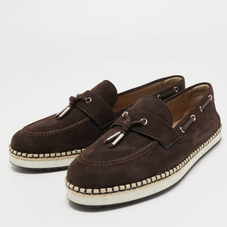Pre Owned Dolce & Gabbana Brown Suede Slip On Loafers Size 45 