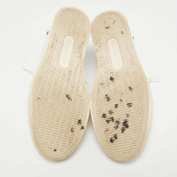 Pre Owned Dolce & Gabbana White Textured Leather Low Top Sneakers Size 42