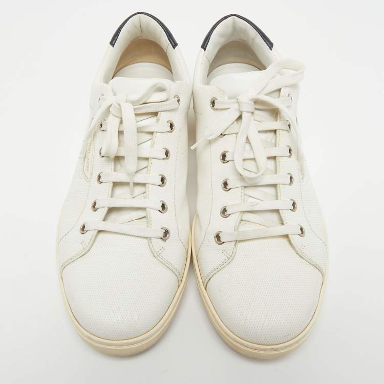 Pre Owned Dolce & Gabbana White Textured Leather Low Top Sneakers Size 42