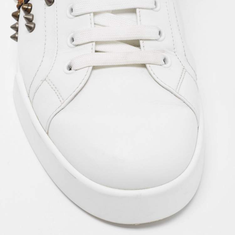Pre Owned Dolce & Gabbana White Leather Portofino Low Top Sneakers Size 44.5