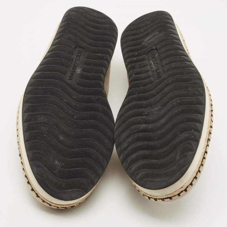 Pre Owned Dolce & Gabbana Beige Suede Slip On Espadrille Loafers Size 43