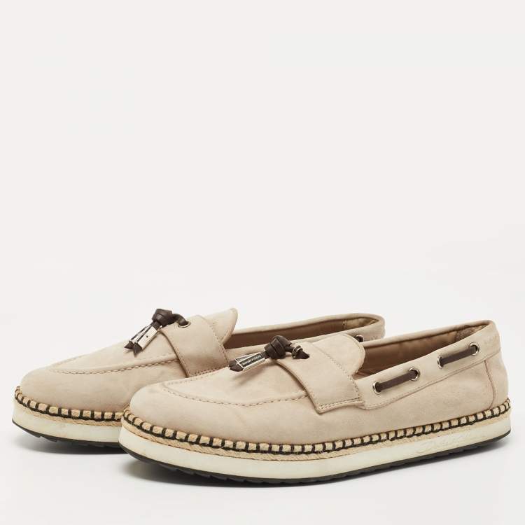 Pre Owned Dolce & Gabbana Beige Suede Slip On Espadrille Loafers Size 43