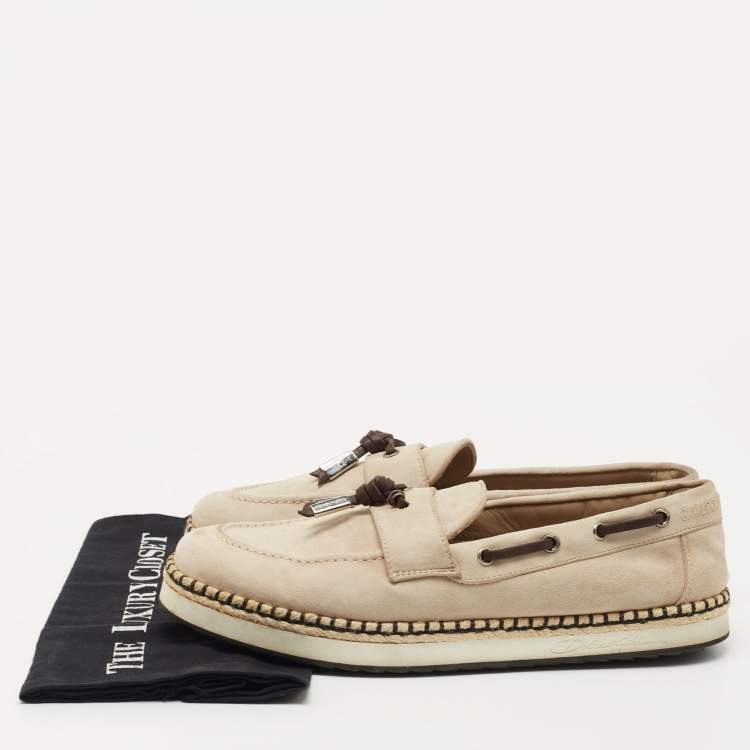 Pre Owned Dolce & Gabbana Beige Suede Slip On Espadrille Loafers Size 43