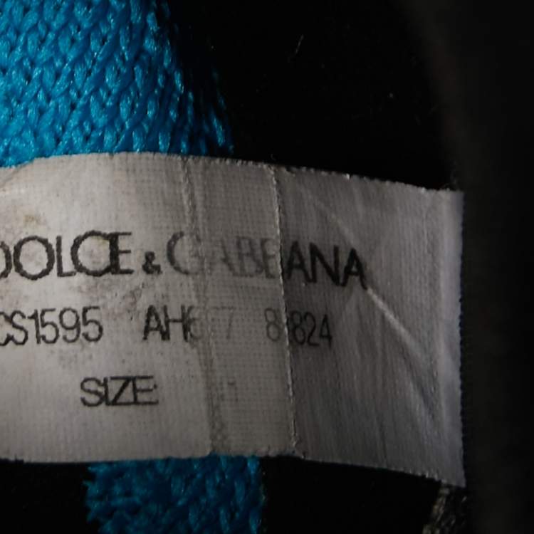Pre Owned Dolce & Gabbana Light Blue Knit Fabric Sorrento Sneakers Size 41
