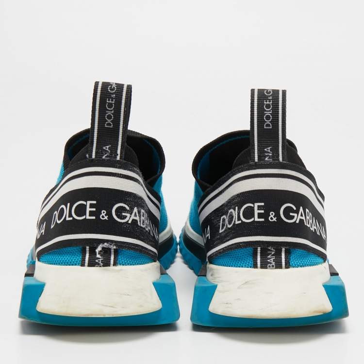 Pre Owned Dolce & Gabbana Light Blue Knit Fabric Sorrento Sneakers Size 41