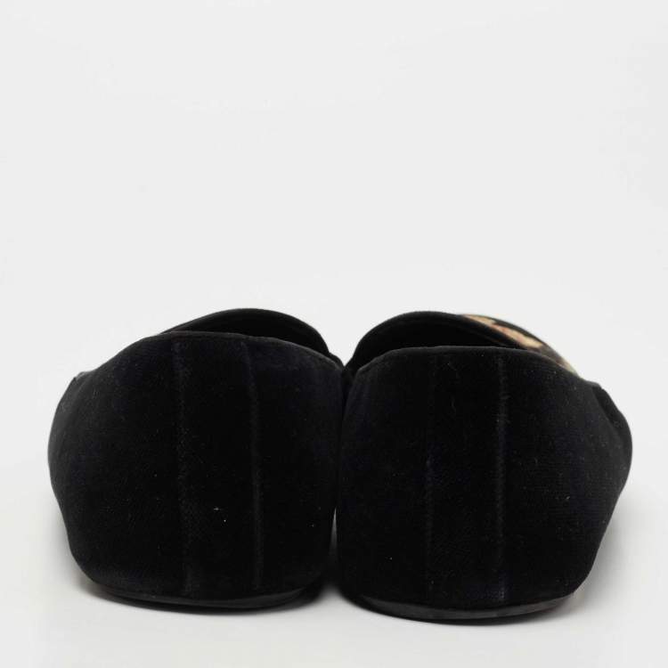 Pre Owned Dolce & Gabbana Black Velvet Embroidered Smoking Slippers Size 41