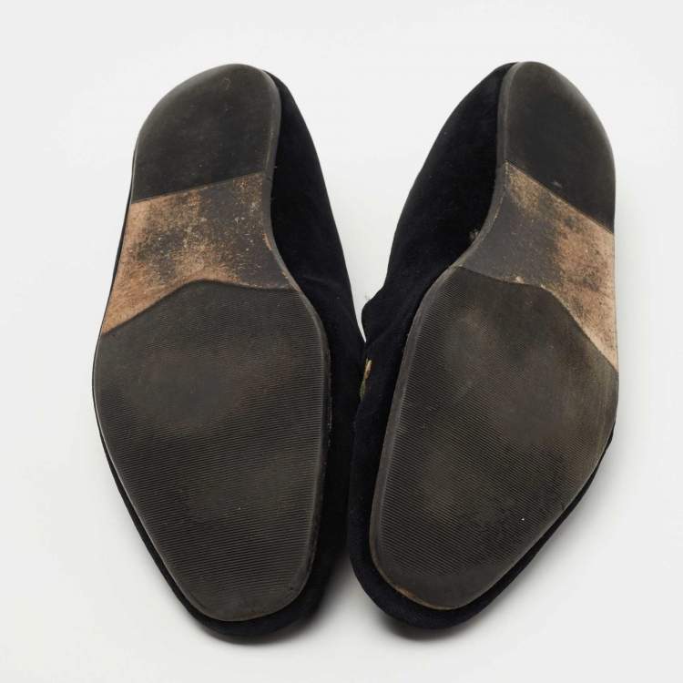 Pre Owned Dolce & Gabbana Black Velvet Embroidered Smoking Slippers Size 41