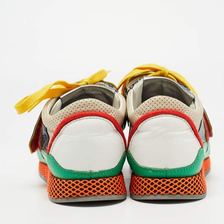 Pre Owned Dolce & Gabbana Multicolor Patent And Perforated Leather Low Top Sneakers Size 39