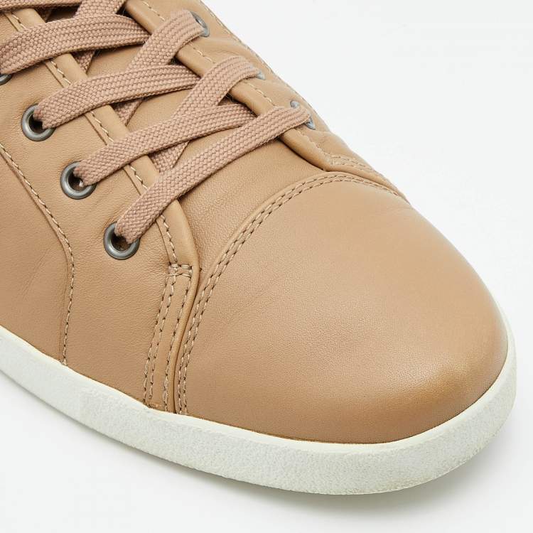 Pre Owned Dolce & Gabbana Light Brown Leather Low Top Sneakers Size 44.5