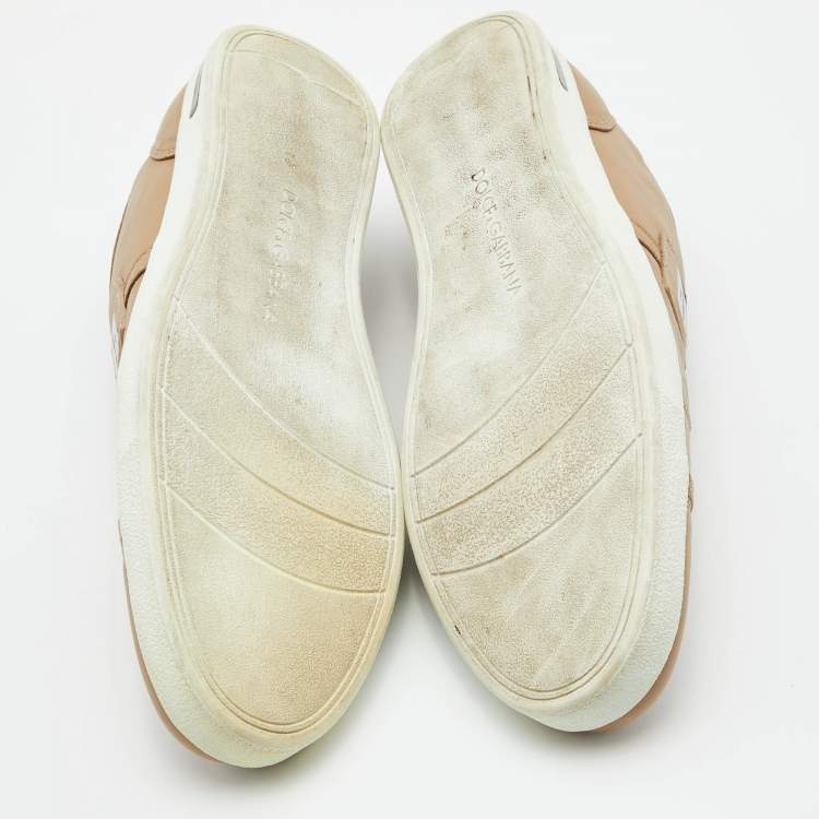 Pre Owned Dolce & Gabbana Light Brown Leather Low Top Sneakers Size 44.5