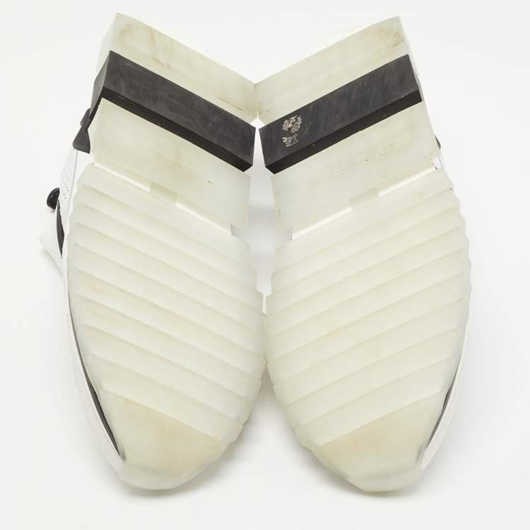 Pre Owned Dolce & Gabbana White/Black Knit Fabric Sorrento Slip On Sneakers Size 45