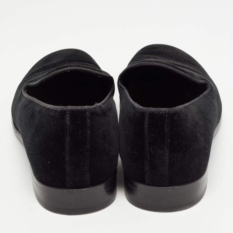 Pre Owned Dolce & Gabbana Black Velvet Slip On Loafers Size 41