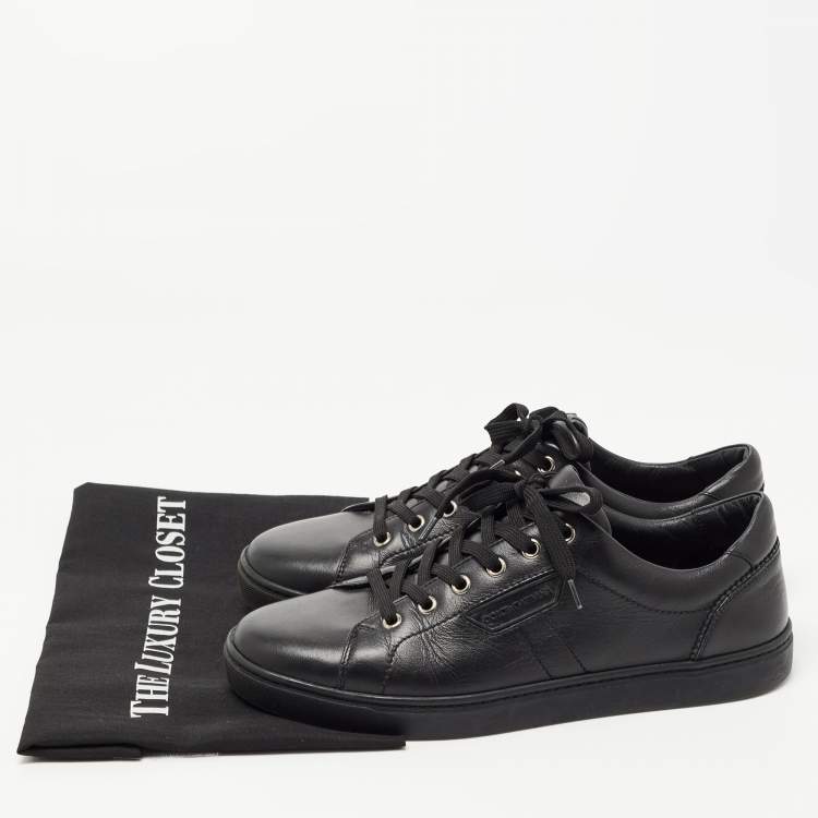 Pre Owned Dolce & Gabbana Black Leather Lace Up Sneakers Size 40