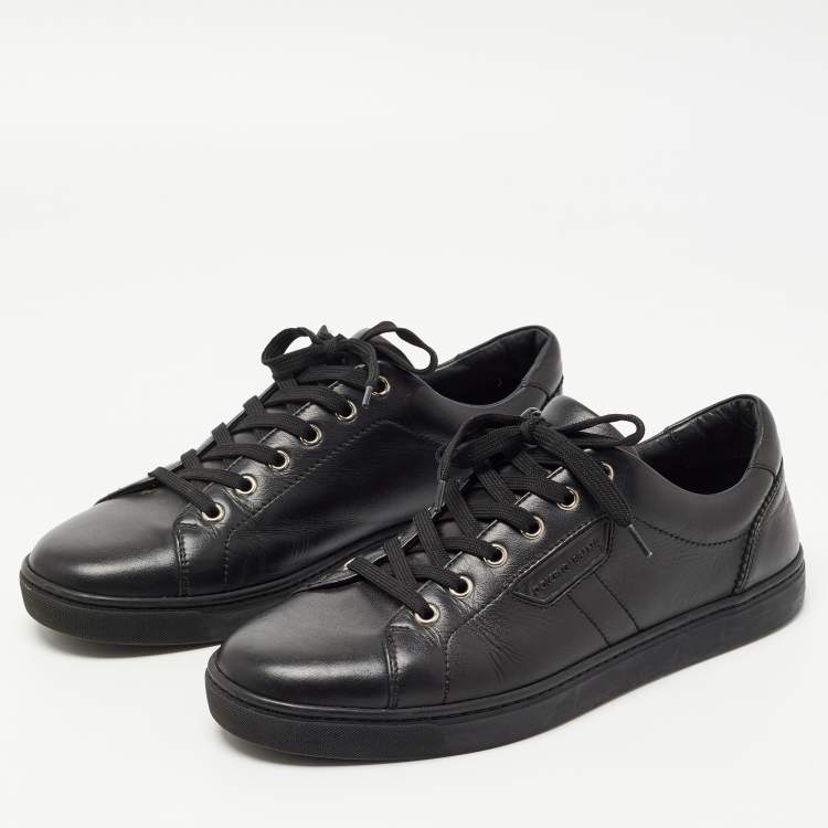 Pre Owned Dolce & Gabbana Black Leather Lace Up Sneakers Size 40
