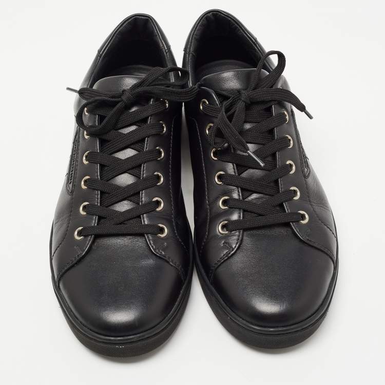 Pre Owned Dolce & Gabbana Black Leather Lace Up Sneakers Size 40