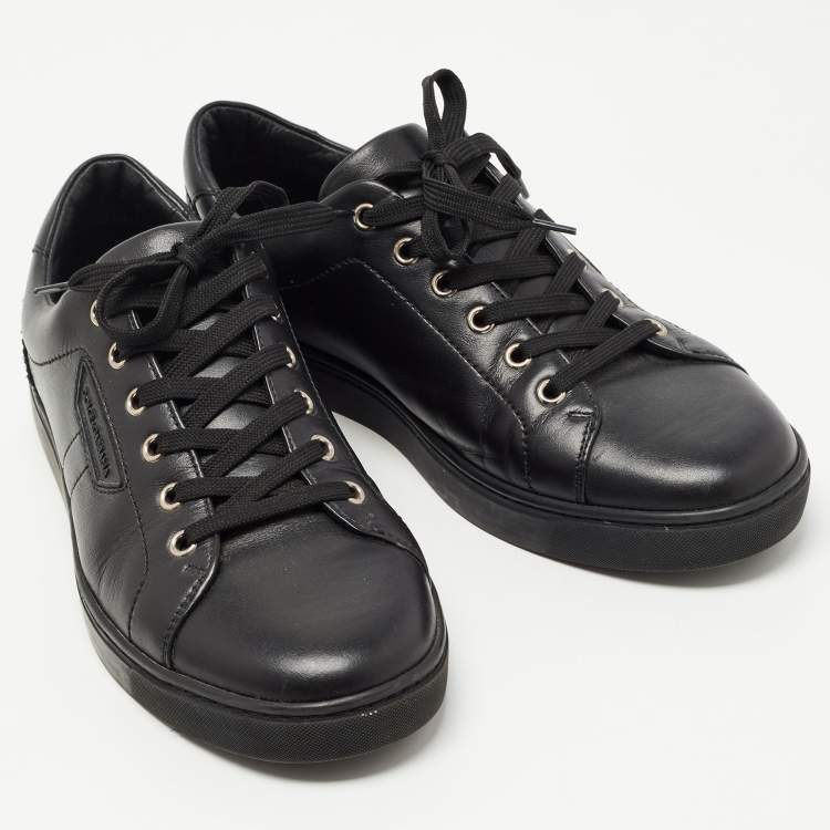 Pre Owned Dolce & Gabbana Black Leather Lace Up Sneakers Size 40