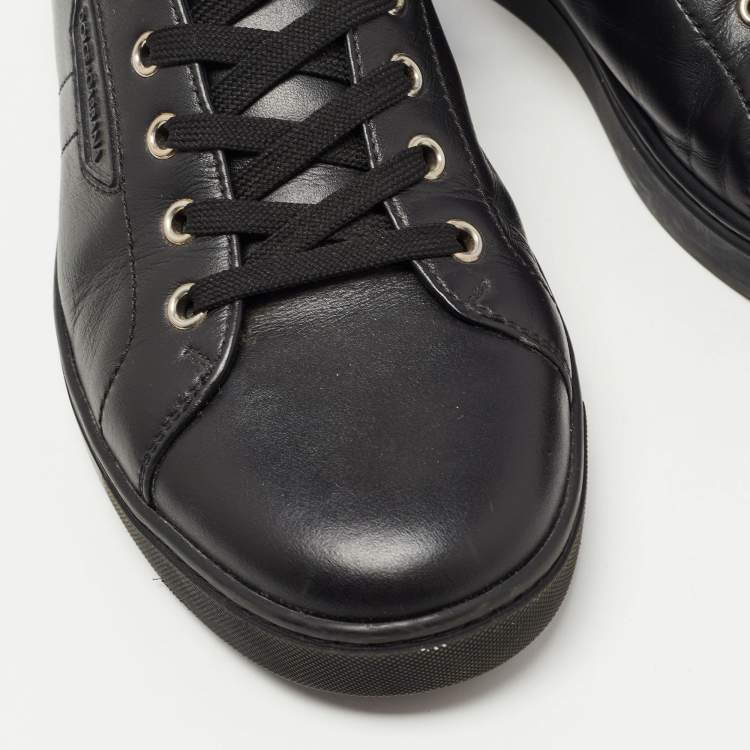 Pre Owned Dolce & Gabbana Black Leather Lace Up Sneakers Size 40