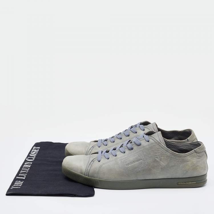 Pre Owned Dolce & Gabbana Grey Leather Low Top Sneakers Size 43