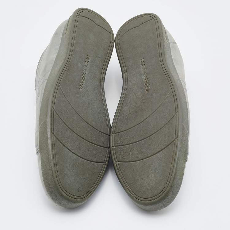 Pre Owned Dolce & Gabbana Grey Leather Low Top Sneakers Size 43