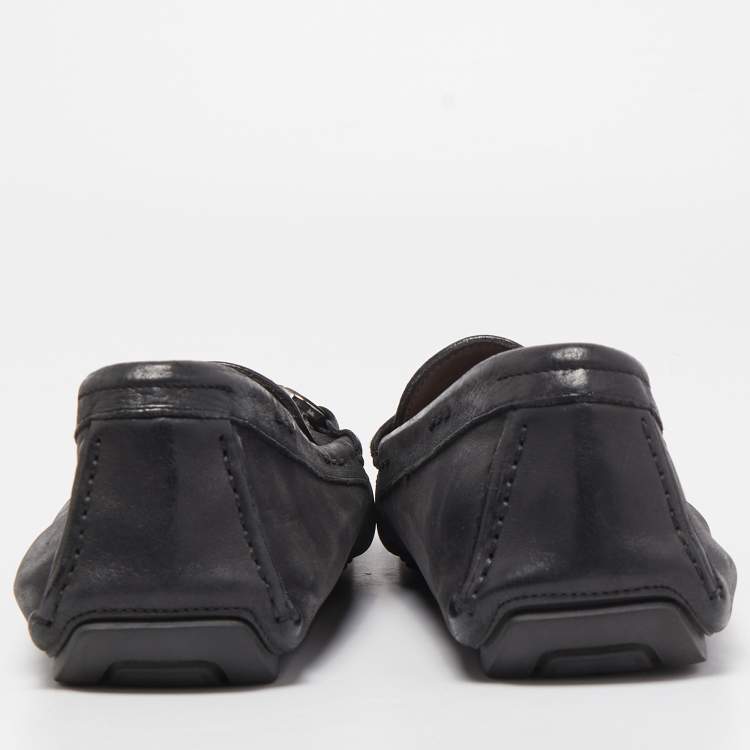Pre Owned Dolce & Gabbana Black Leather Slip On Loafers Size 44