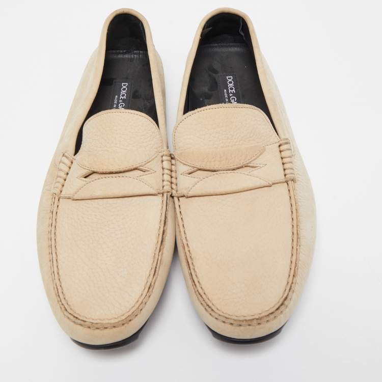 Pre Owned Dolce & Gabbana Beige Nubuck Penny Loafers Size 43
