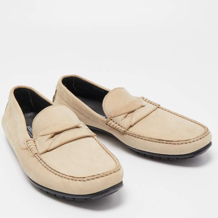 Pre Owned Dolce & Gabbana Beige Nubuck Penny Loafers Size 43