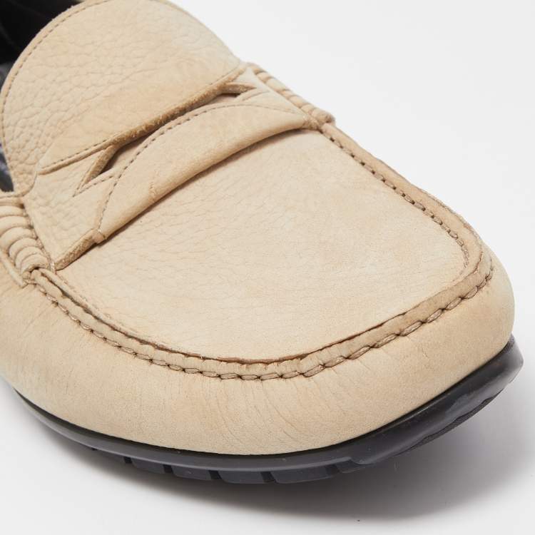 Pre Owned Dolce & Gabbana Beige Nubuck Penny Loafers Size 43