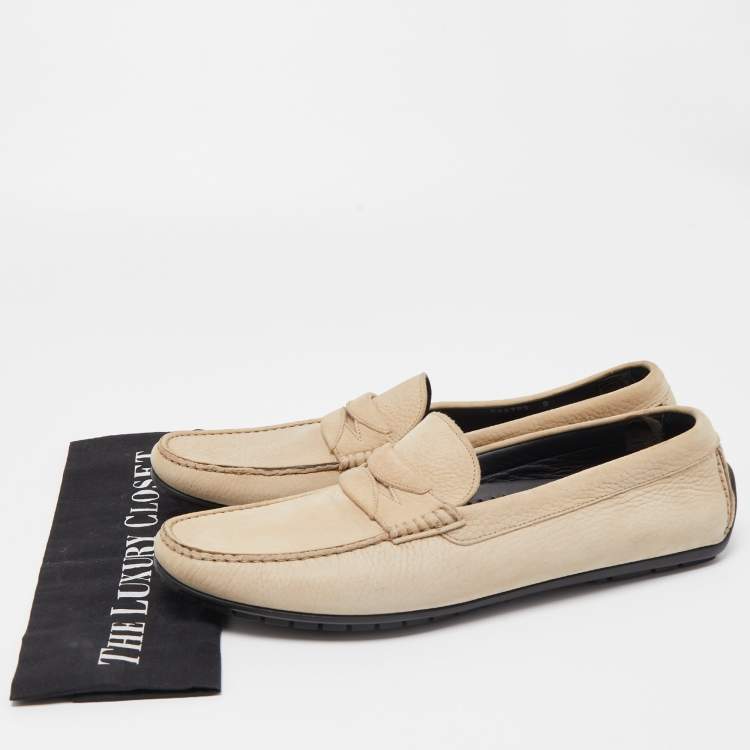 Pre Owned Dolce & Gabbana Beige Nubuck Penny Loafers Size 43