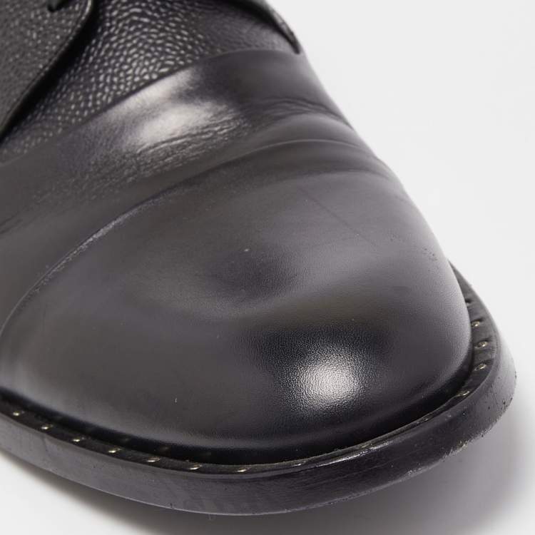 Pre Owned Dolce & Gabbana Black Leather Lace Up Oxfords Size 42.5