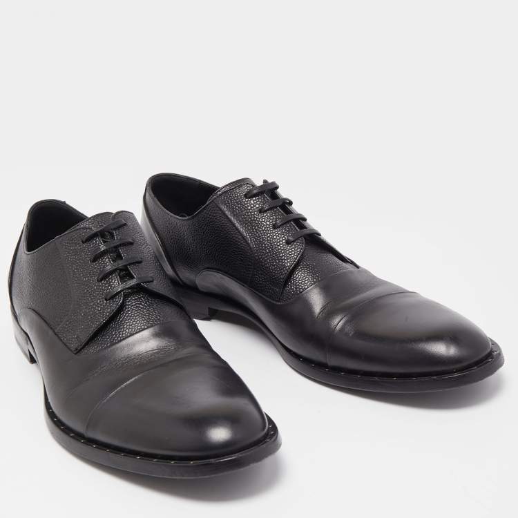 Pre Owned Dolce & Gabbana Black Leather Lace Up Oxfords Size 42.5