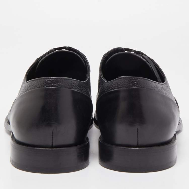 Pre Owned Dolce & Gabbana Black Leather Lace Up Oxfords Size 42.5