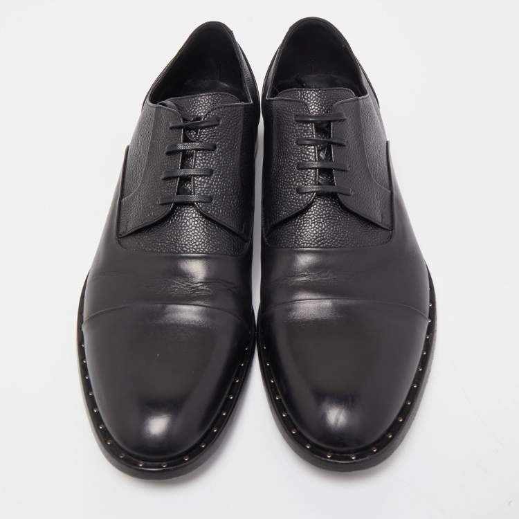 Pre Owned Dolce & Gabbana Black Leather Lace Up Oxfords Size 42.5