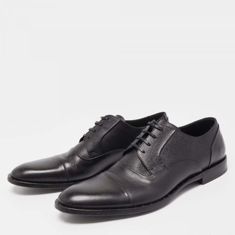 Pre Owned Dolce & Gabbana Black Leather Lace Up Oxfords Size 42.5