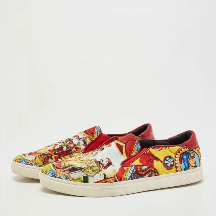 مملوكة مسبقًا Dolce & Gabbana Multicolour Canvas Oriental  Print Slip On Sneakers Size 43.5