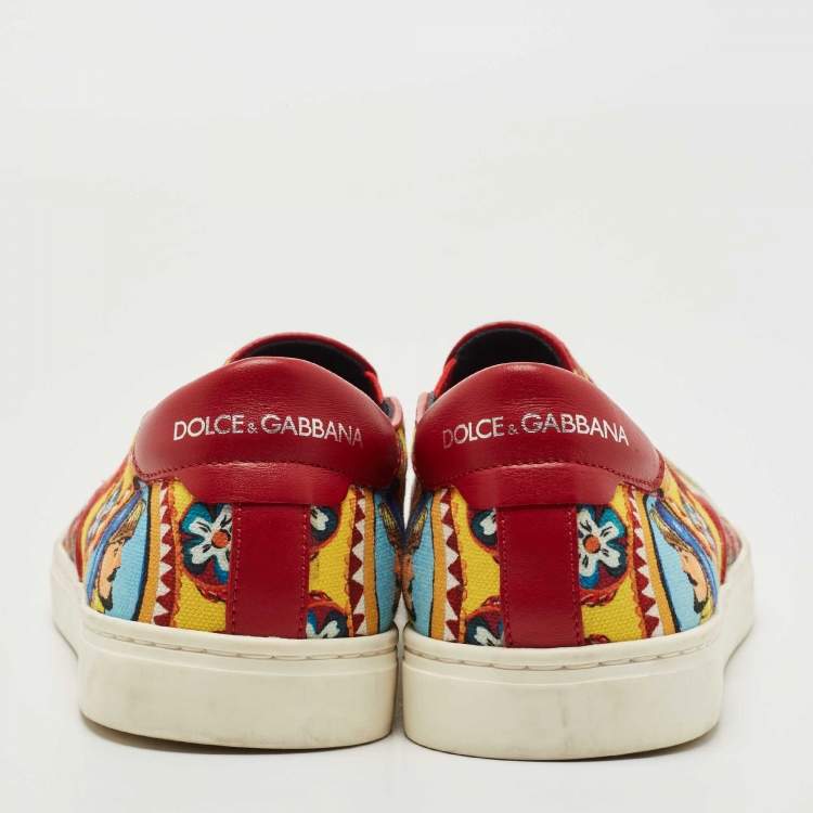 مملوكة مسبقًا Dolce & Gabbana Multicolour Canvas Oriental  Print Slip On Sneakers Size 43.5