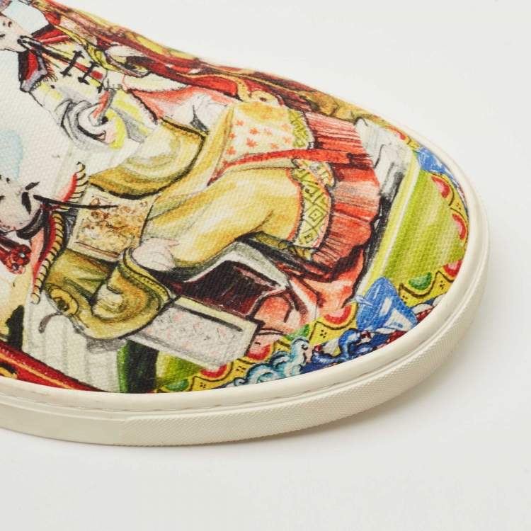 مملوكة مسبقًا Dolce & Gabbana Multicolour Canvas Oriental  Print Slip On Sneakers Size 43.5