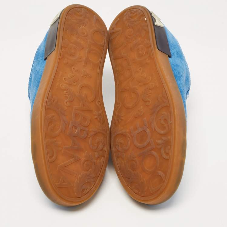Pre Owned Dolce & Gabbana Blue /White  Suede and Leather Low Top Sneakers Size 43