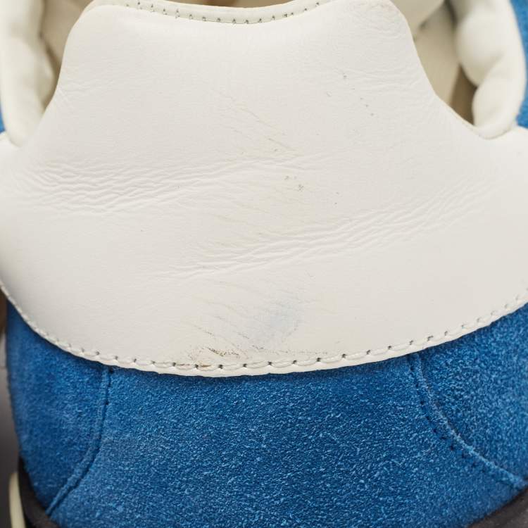 Pre Owned Dolce & Gabbana Blue /White  Suede and Leather Low Top Sneakers Size 43
