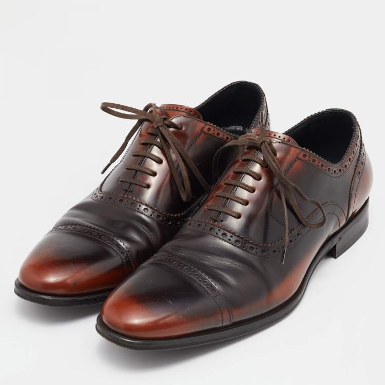 Pre Owned Dolce & Gabbana Brown Leather Brogue Lace Up Oxford Size 43