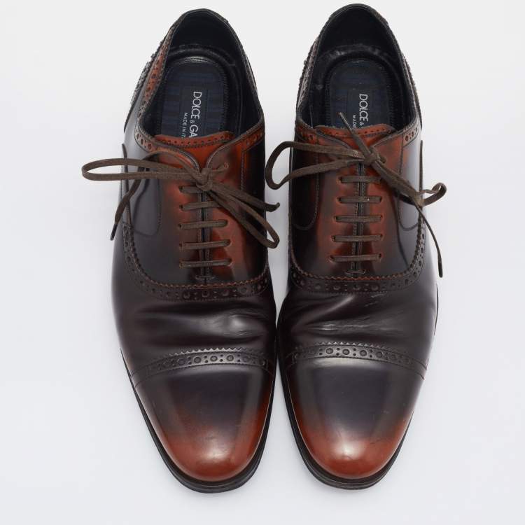 Pre Owned Dolce & Gabbana Brown Leather Brogue Lace Up Oxford Size 43