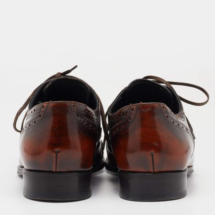 Pre Owned Dolce & Gabbana Brown Leather Brogue Lace Up Oxford Size 43
