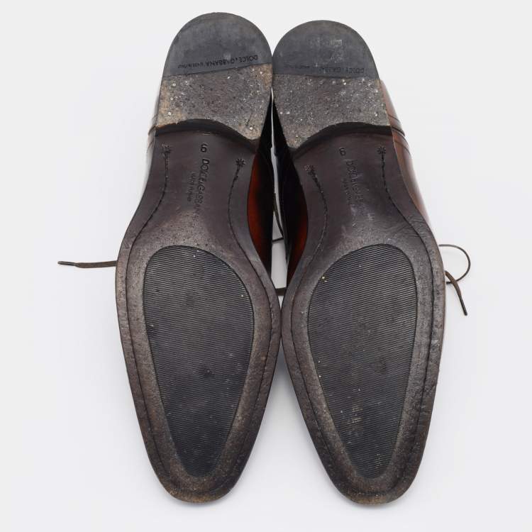 Pre Owned Dolce & Gabbana Brown Leather Brogue Lace Up Oxford Size 43
