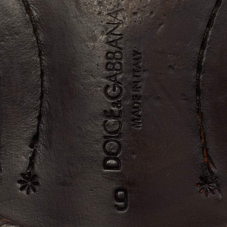 Pre Owned Dolce & Gabbana Brown Leather Brogue Lace Up Oxford Size 43
