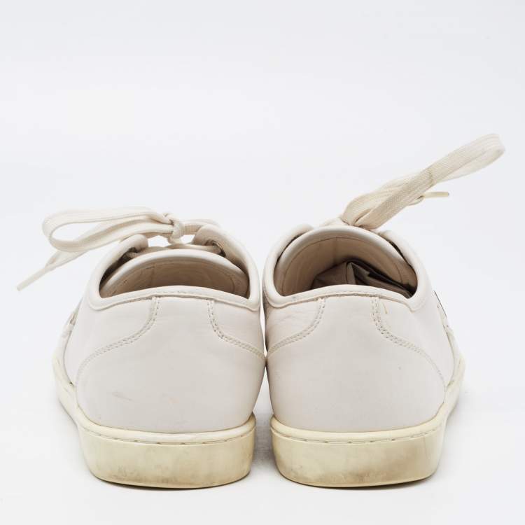 Pre Owned Dolce & Gabbana White Leather Lace Low Top Sneakers Size 41.5