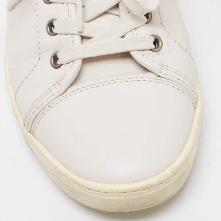Pre Owned Dolce & Gabbana White Leather Lace Low Top Sneakers Size 41.5